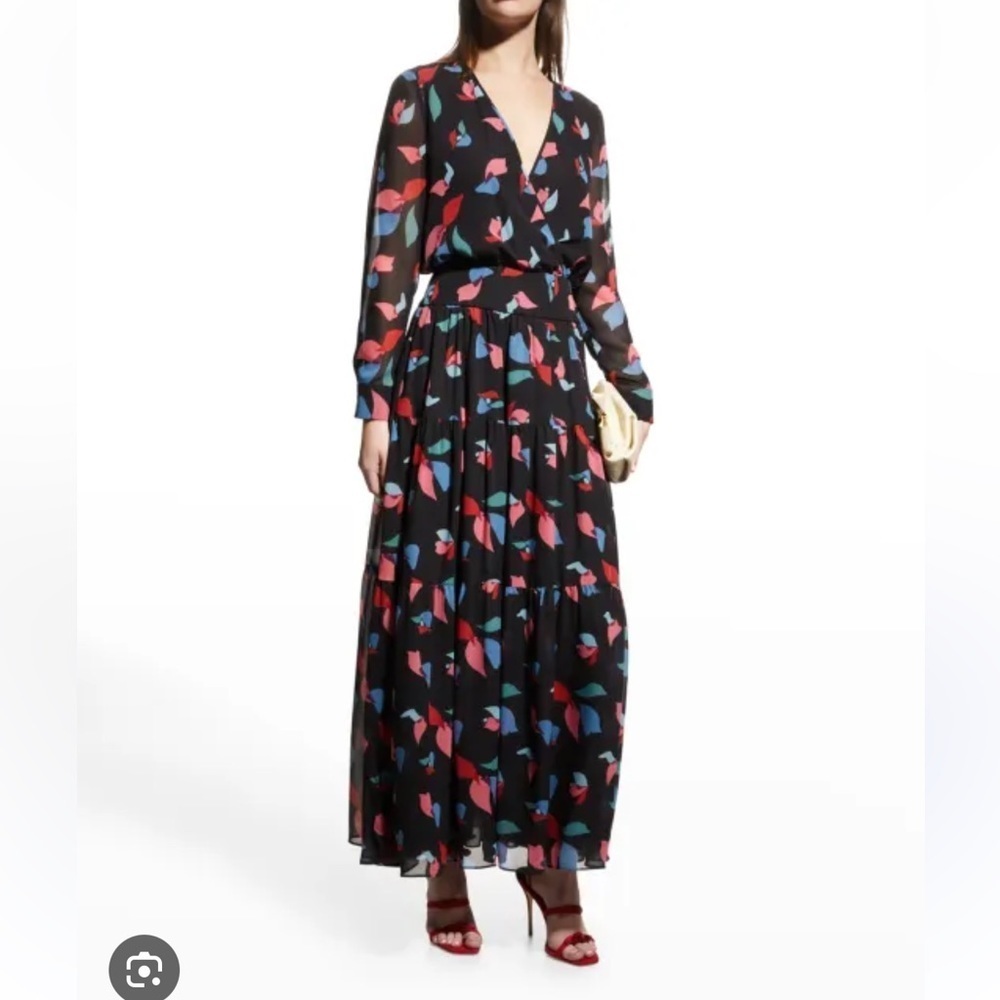 Emporio Armani Tiered abstract print chiffon maxi dress size S/M